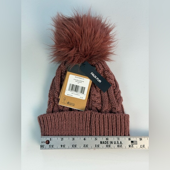 The North Face Oh Mega Pom Knit Beanie Mauve NWT - Picture 4 of 5